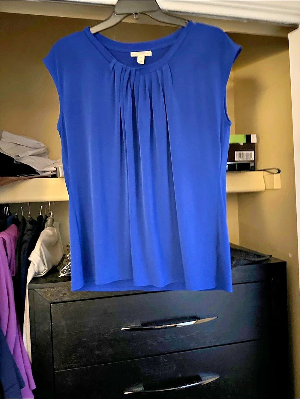Dana Buchman Pleated Neck Blue Size XL Like New